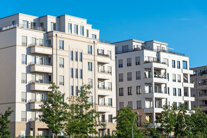 Modern white apartment houses in Berlin